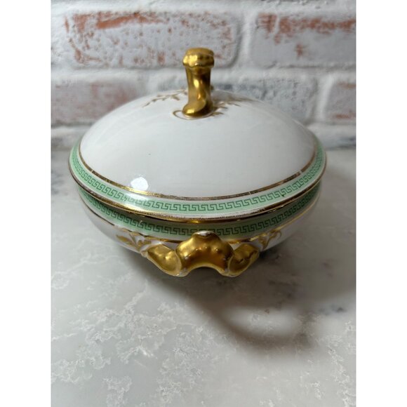 Antique Limoges D&C France L. Bernardaud & Co Covered Serving Dish Gold Accents - Picture 4 of 13
